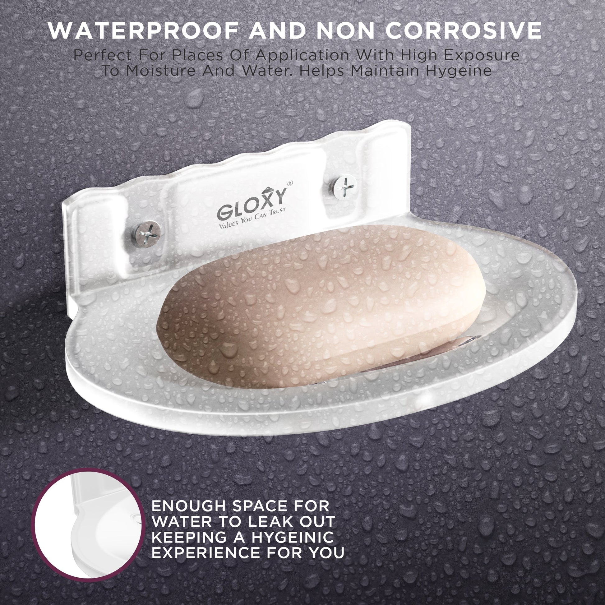 Unbreakable Oval shape Wall Mount Soap Dish for Bathroom & Kitchen