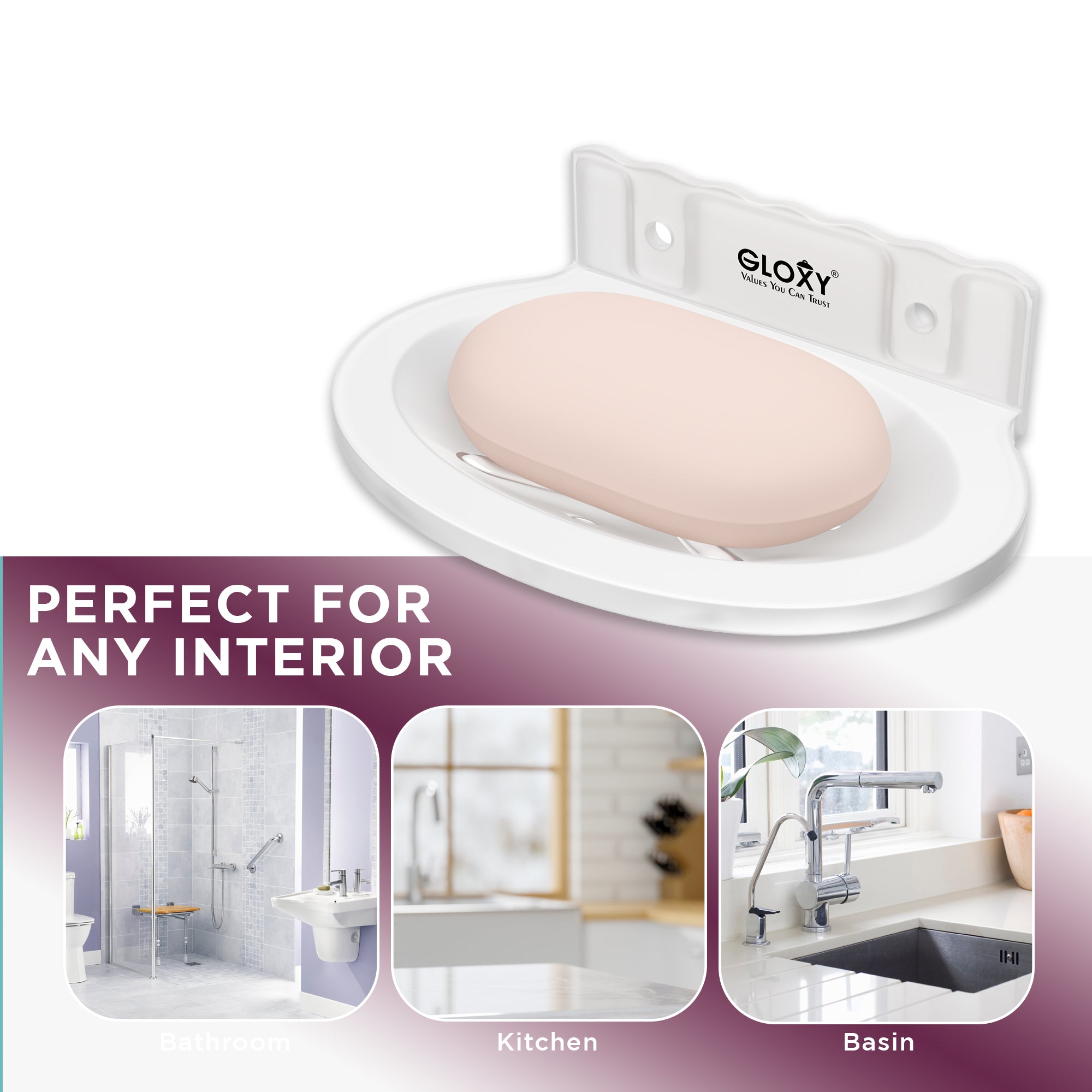 Unbreakable Oval shape Wall Mount Soap Dish for Bathroom & Kitchen