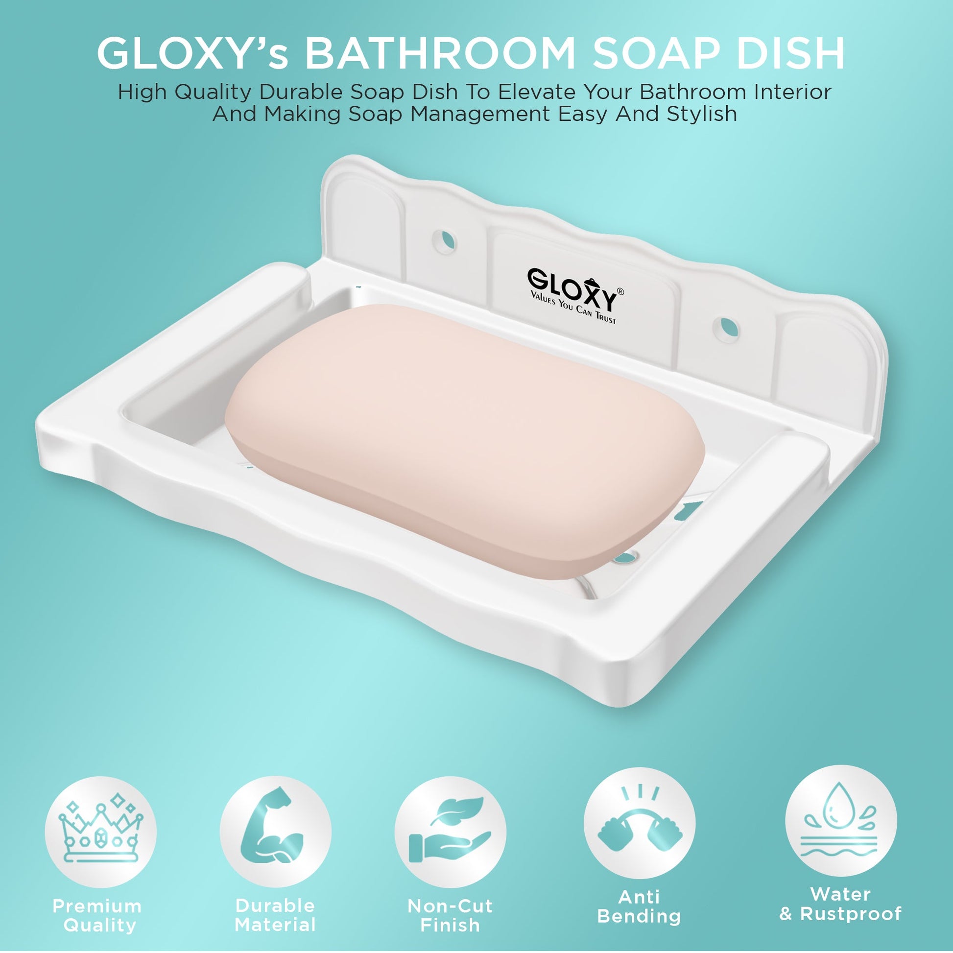 GLOXY® Unbreakable Transparent Wall Mount Soap Dish