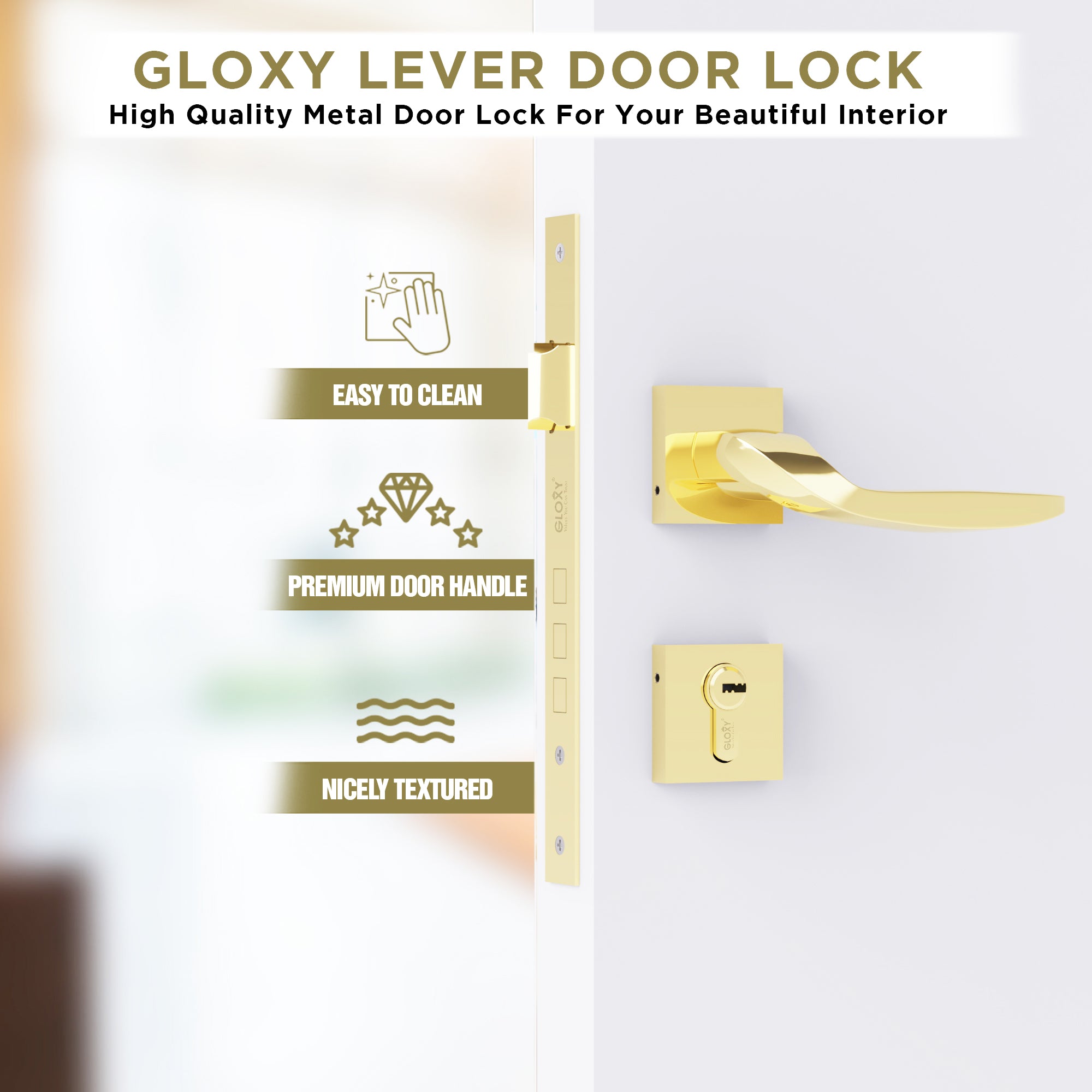 Mortise Door Lock, High-Security Door Lock for Main Door & Bedroom, Durable Handle Set-by GLOXY®