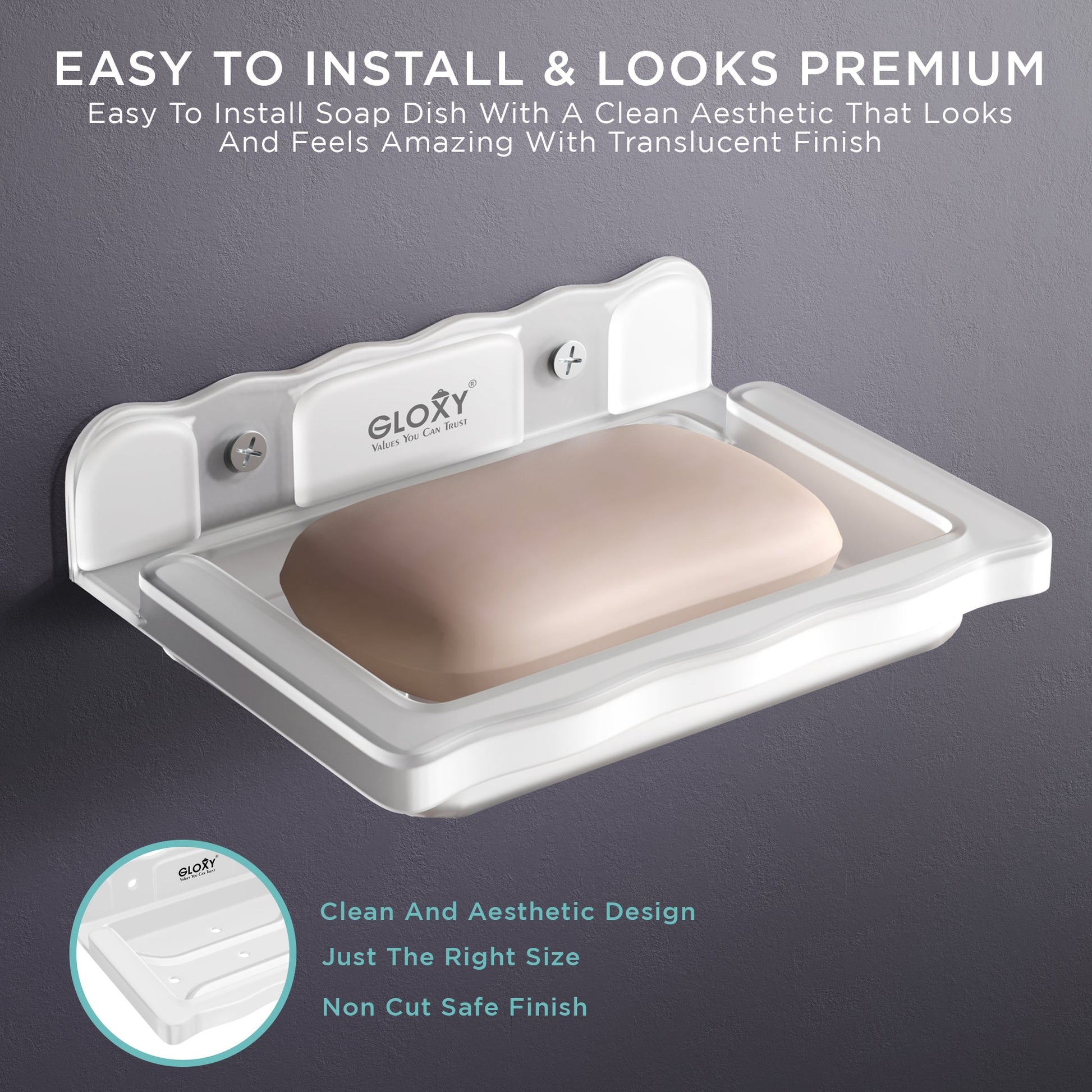 GLOXY® Unbreakable Transparent Wall Mount Soap Dish