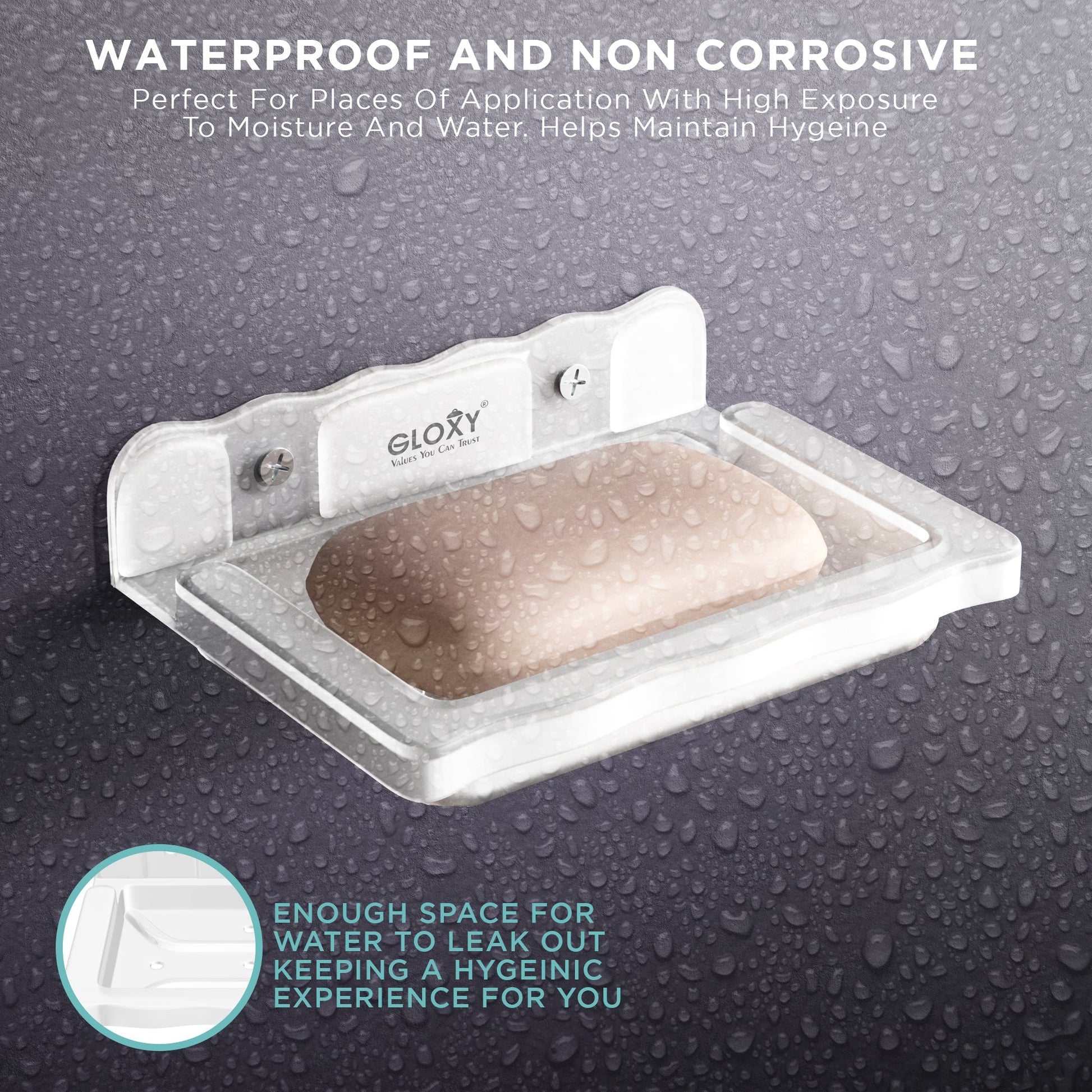 GLOXY® Unbreakable Transparent Wall Mount Soap Dish
