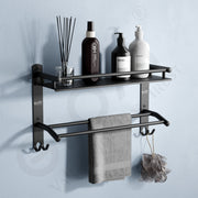 Black Matte Wall Mount Stainless Steel Shelf with Towel Holder
