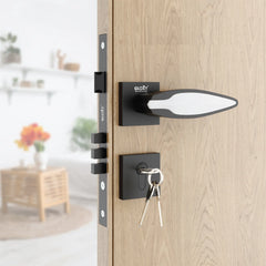 Heavy Duty Mortise Door Lock with Door Handle Lock Set for Bedroom Bathroom(Black) -by GLOXY®