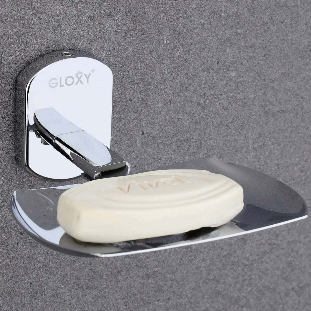 Rectangular Shape Stainless Steel SS202 Single Soap Holder (Silver)-by GLOXY®