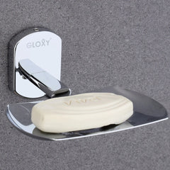 Rectangular Shape Stainless Steel SS202 Single Soap Holder (Silver)-by GLOXY®