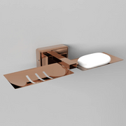 Gloxy Square Shape Stainless Steel 304 Grade Copper Finish Double Soap Holder