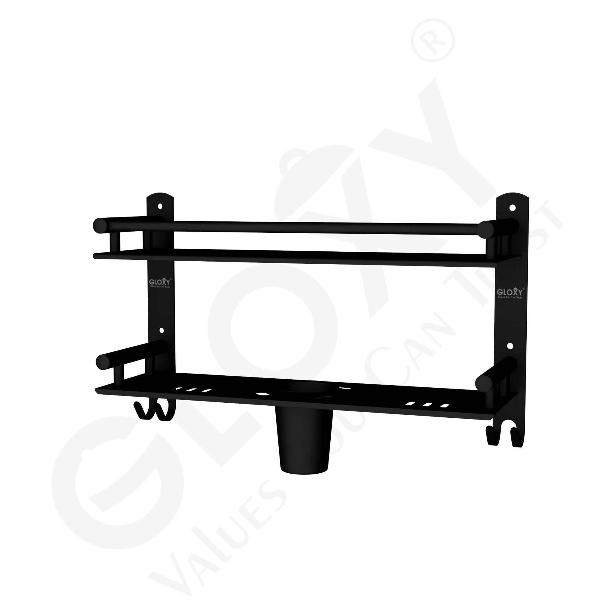 Black Matte Finish 4-in-1 Stainless Steel Bathroom Shelf Rack