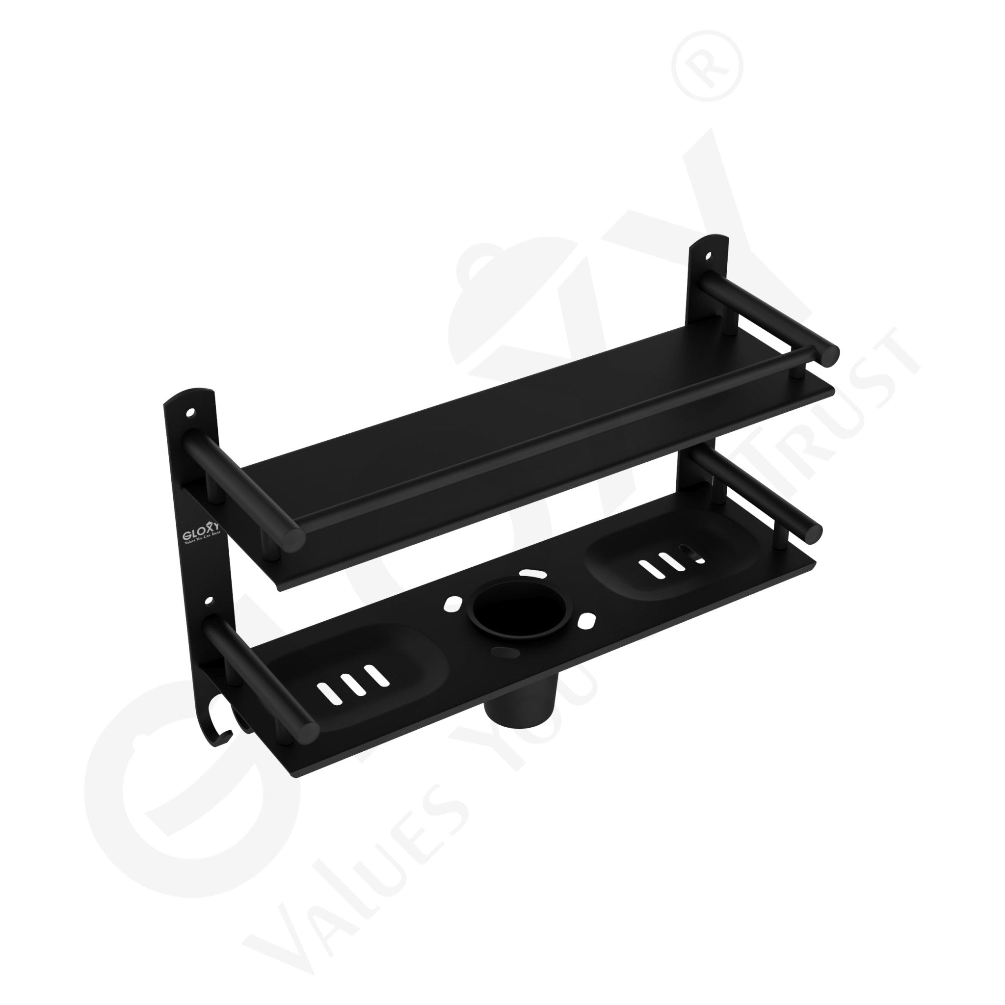 Black Matte Finish 4-in-1 Stainless Steel Bathroom Shelf Rack