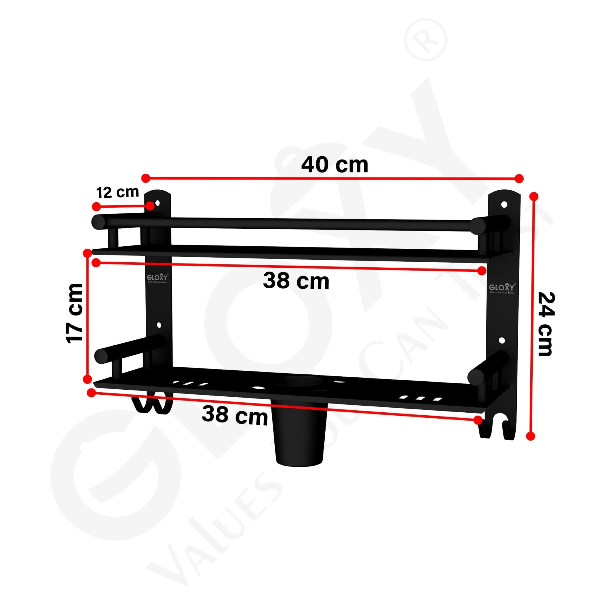 Black Matte Finish 4-in-1 Stainless Steel Bathroom Shelf Rack
