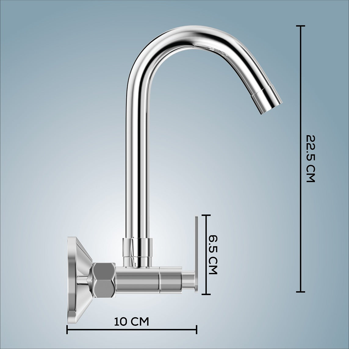 Gloxy Nano Series Double Lever Hot & Cold Water Mixer with 360° Swivel Spout Wall Mount Brass Swan Neck Faucet