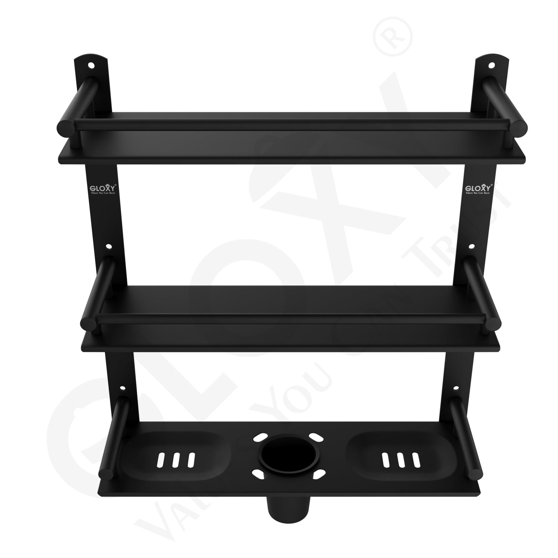 Black Stainless Steel Matte Finish 4-in-1 Bathroom Shelf Rack