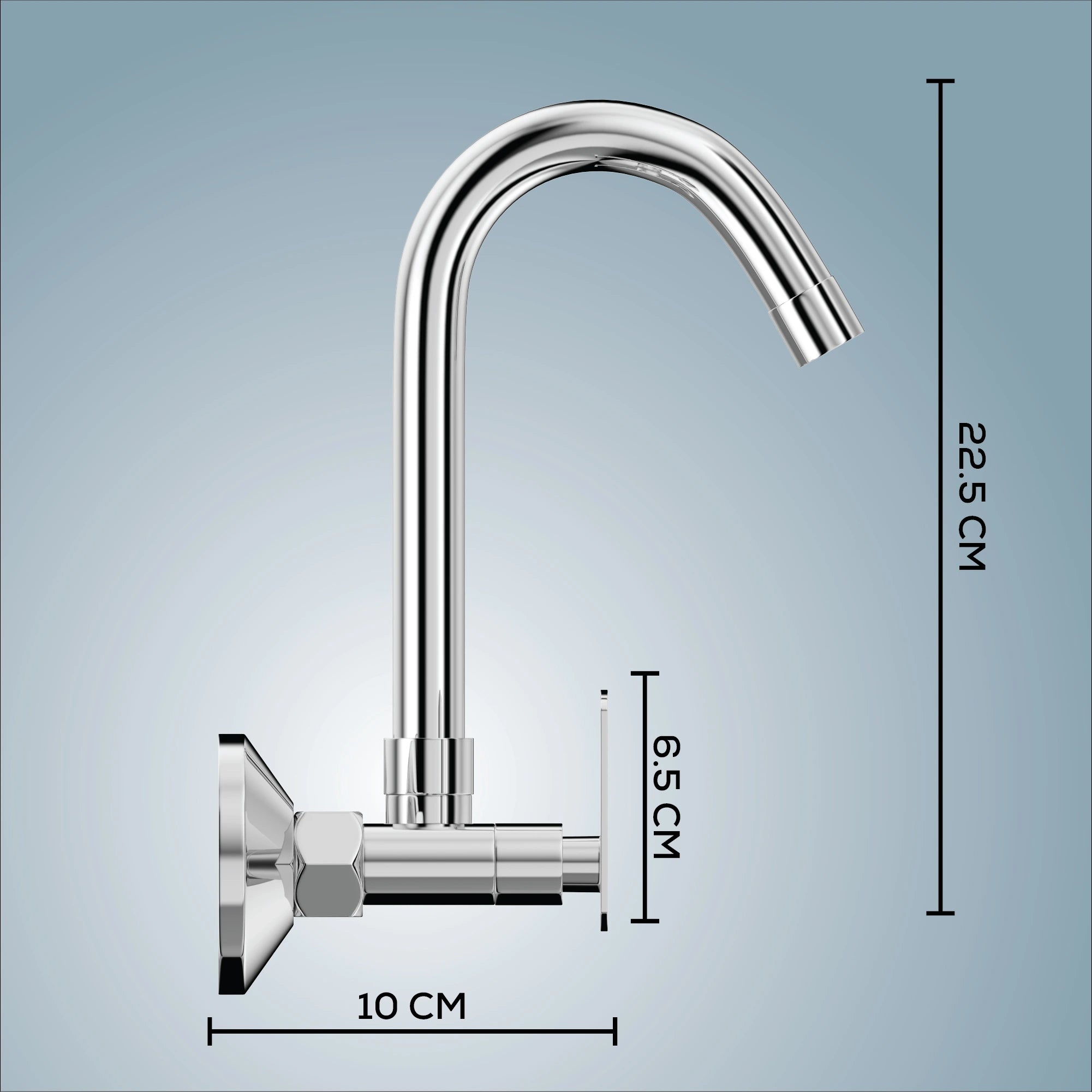 Gloxy Riva Series Double Lever Hot & Cold Water Mixer with 360° Swivel Spout Wall Mount Brass Swan Neck Faucet