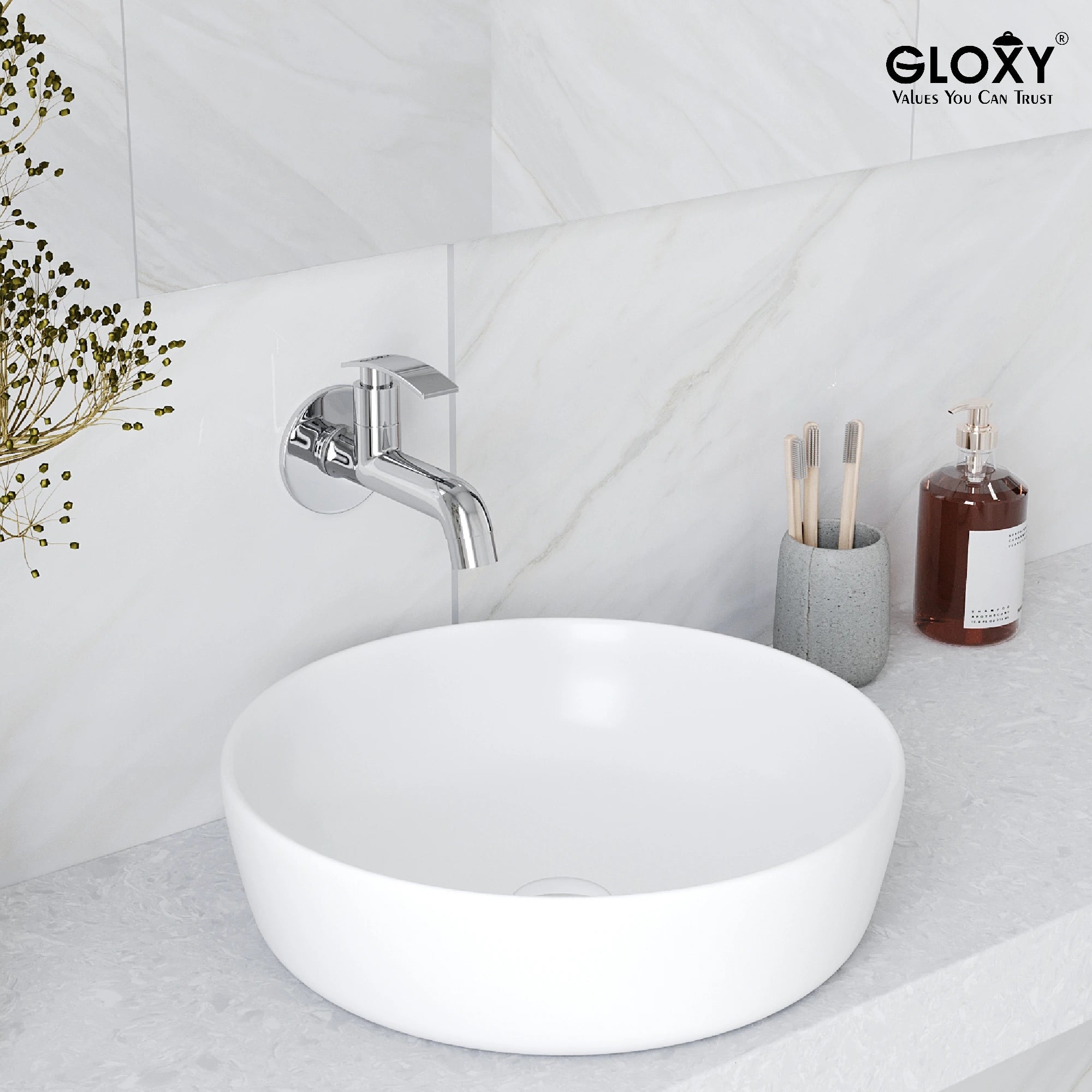 Chrome Finish Wall Mount Brass Long Neck Cock Faucet Tap Valve for Bathroom, Kitchen, Wash Basin Water Tap (Delight)-by GLOXY®