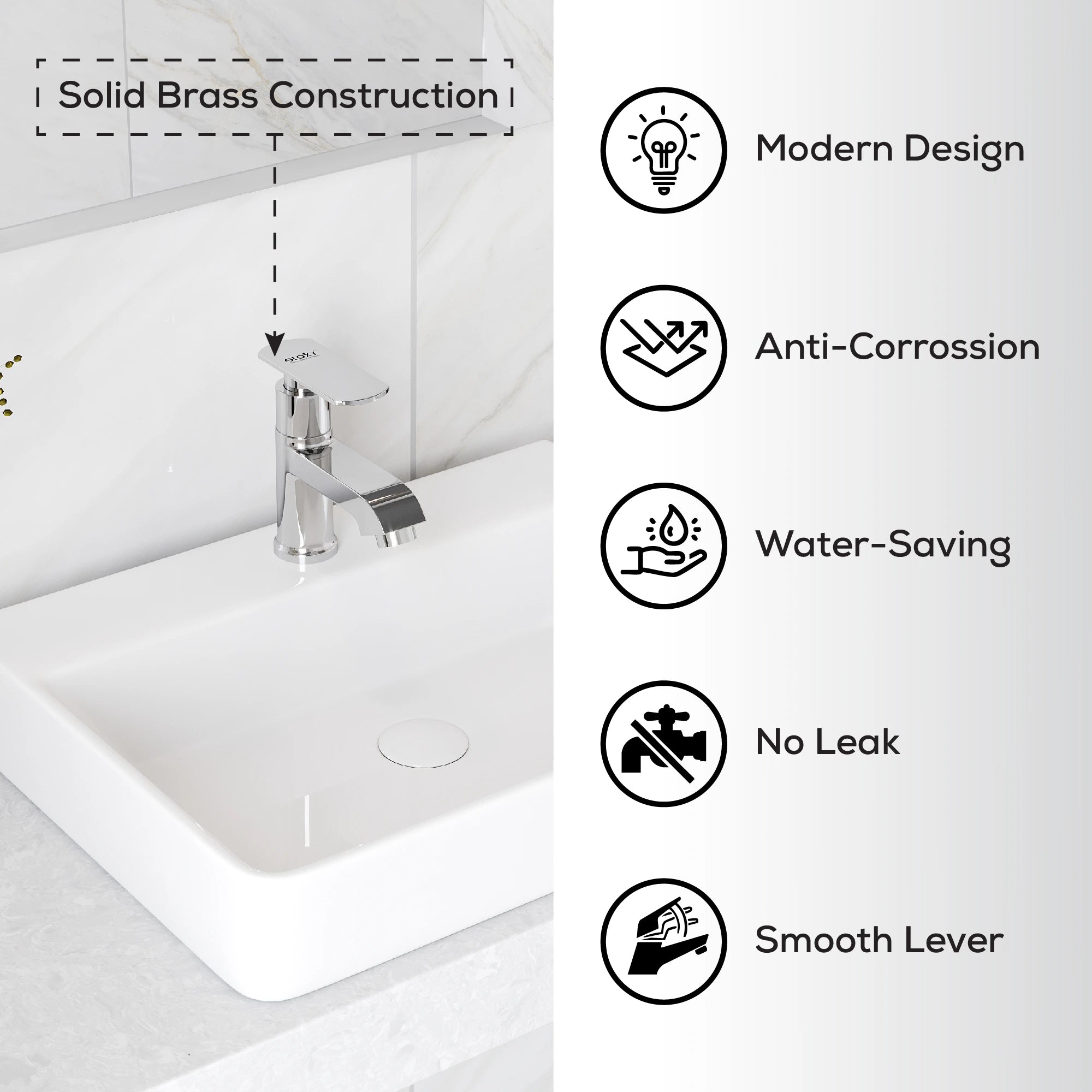 Chrome Finish Deck Mount Single Liver Brass Short Pillar Cock Faucet Tap Valve for bathroom, Kitchen, Wash Basin Water Tap (Royal)-by GLOXY®