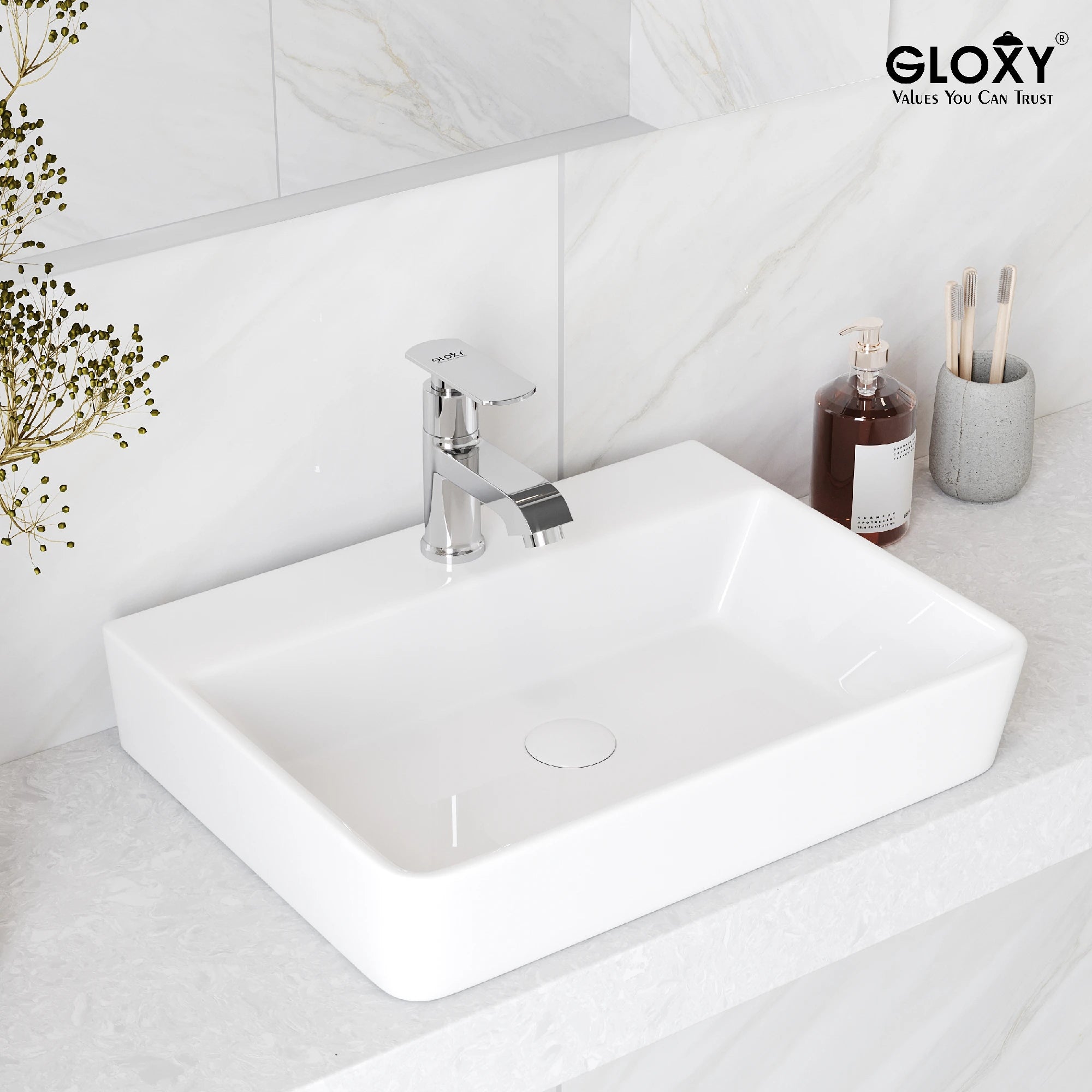 Chrome Finish Pillar Bib Cock Brass Faucet Water Tap for Bathroom Washbasins, Gardens & Kitchen Sinks (Jet+)-by GLOXY®