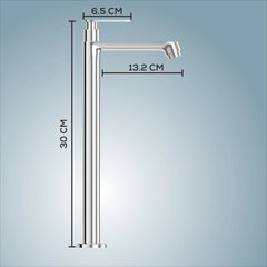 GLOXY Brass High Neck Chrome Finished Pillar Tap for Wash Basins & Kitchen Sinks - Deck Mount Long Neck Faucet with Stylish Nano Lever
