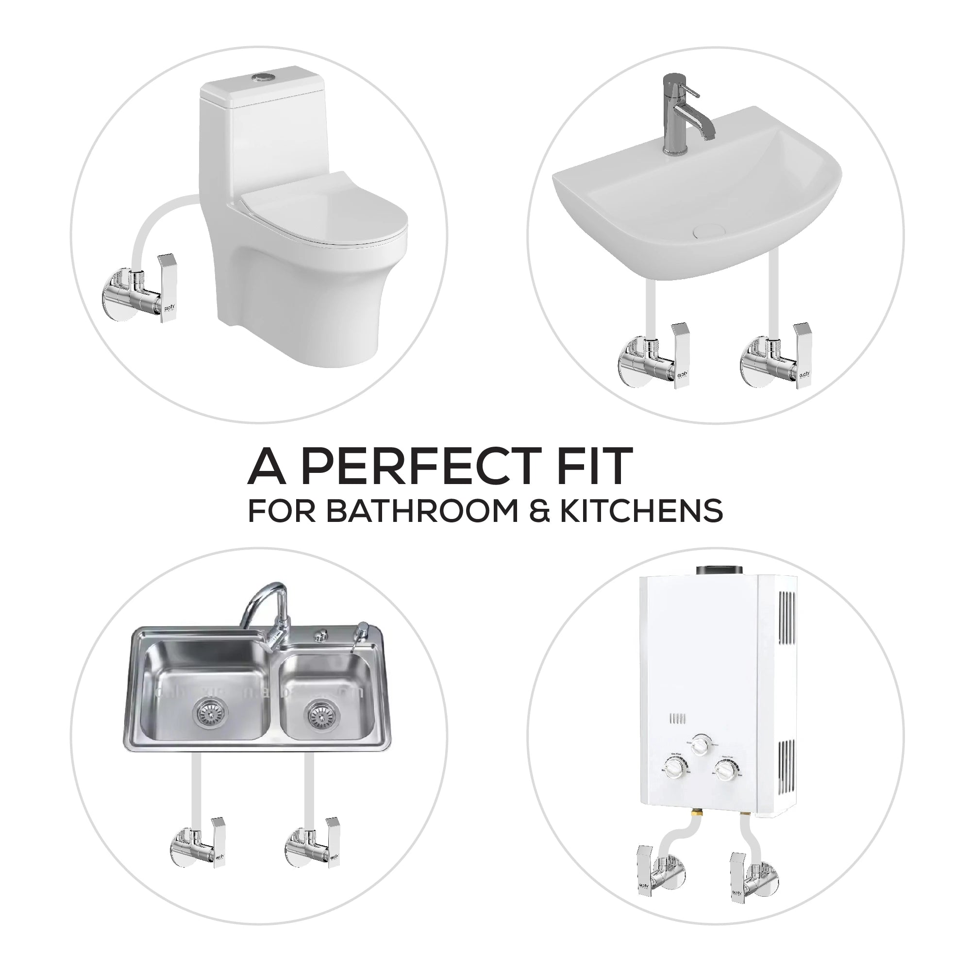 Chrome Finish Concealed Stop Cock Faucet Tap Valve with Flange for bathrooms, Overhead Tanks, geysers (Imperial)-by GLOXY®