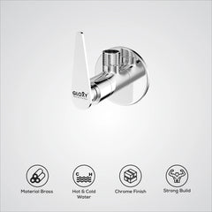 Chrome Finish Brass Concealed Stop Cock Faucet Tap Valve with Flange for bathrooms, Overhead Tanks, geysers (Nano)-by GLOXY®