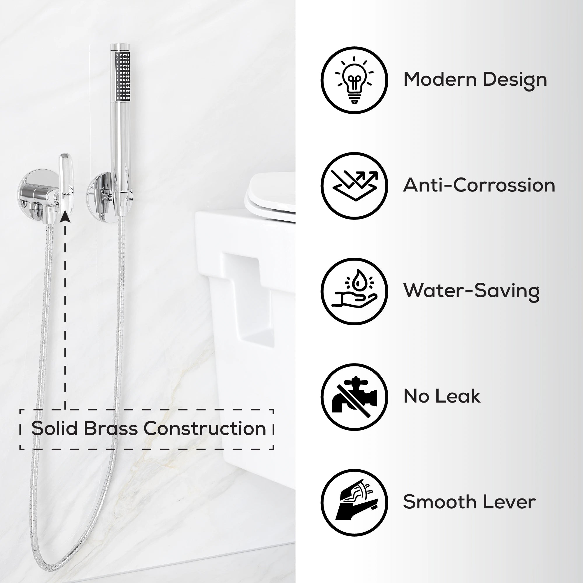 Chrome Finish Concealed Stop Cock Faucet Tap Valve with Flange for Bathrooms, Overhead Tanks, geysers (Riva)-by GLOXY®