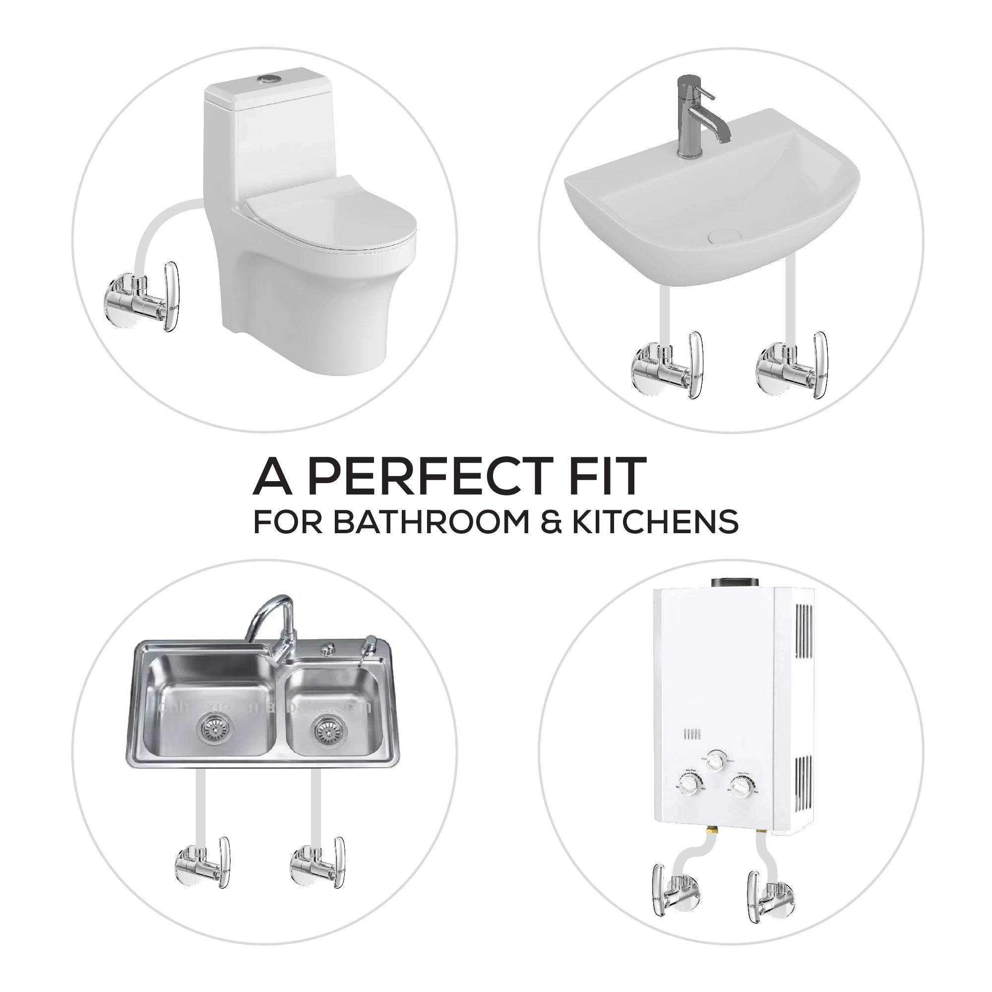 Chrome Finish Concealed Stop Cock Faucet Tap Valve with Flange for Bathrooms, Overhead Tanks, geysers (Riva)-by GLOXY®