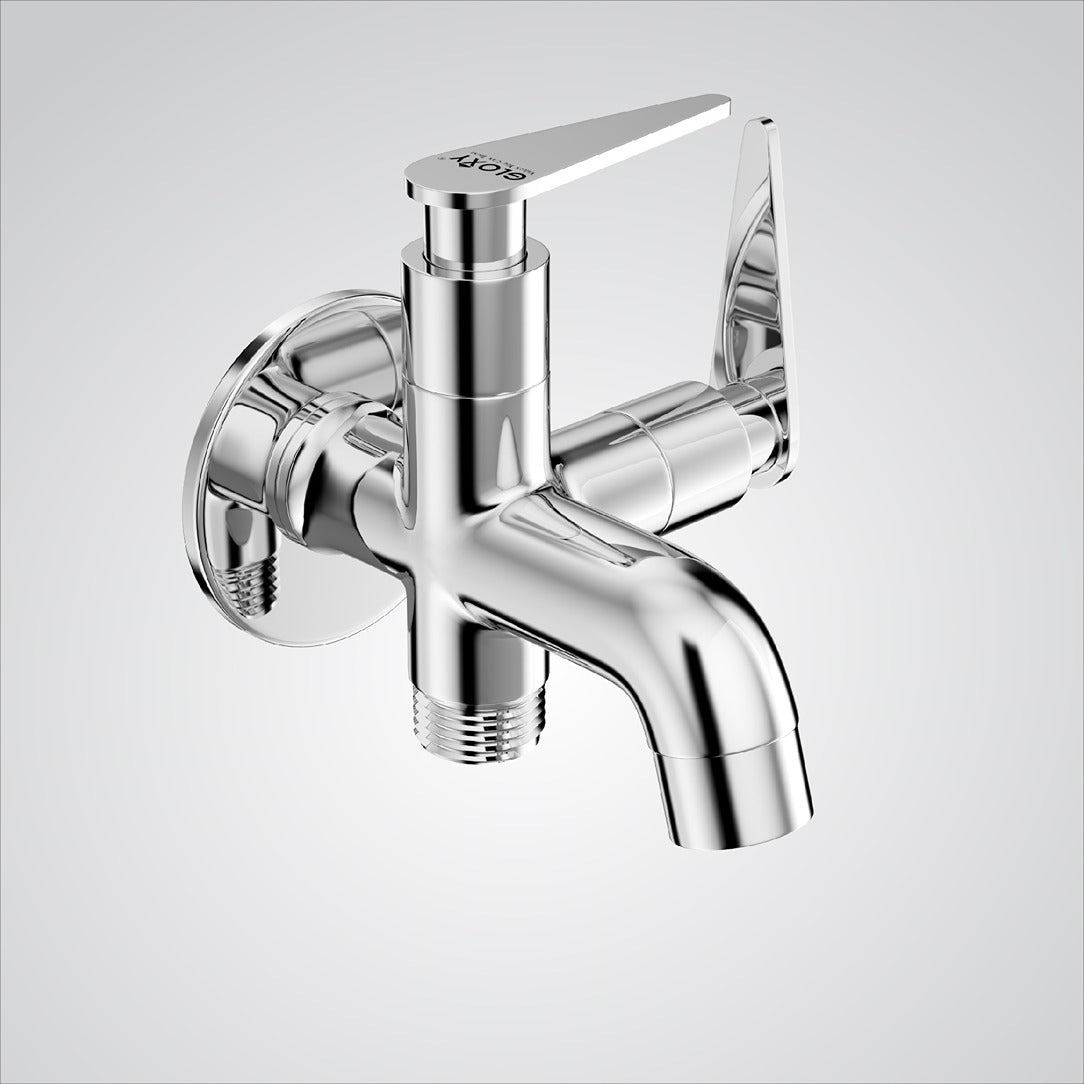 Chrome Finish Brass Two way Handle Faucet tap Bib Cock for attachment of Health Faucet, Hand Shower (Nano)-by GLOXY®