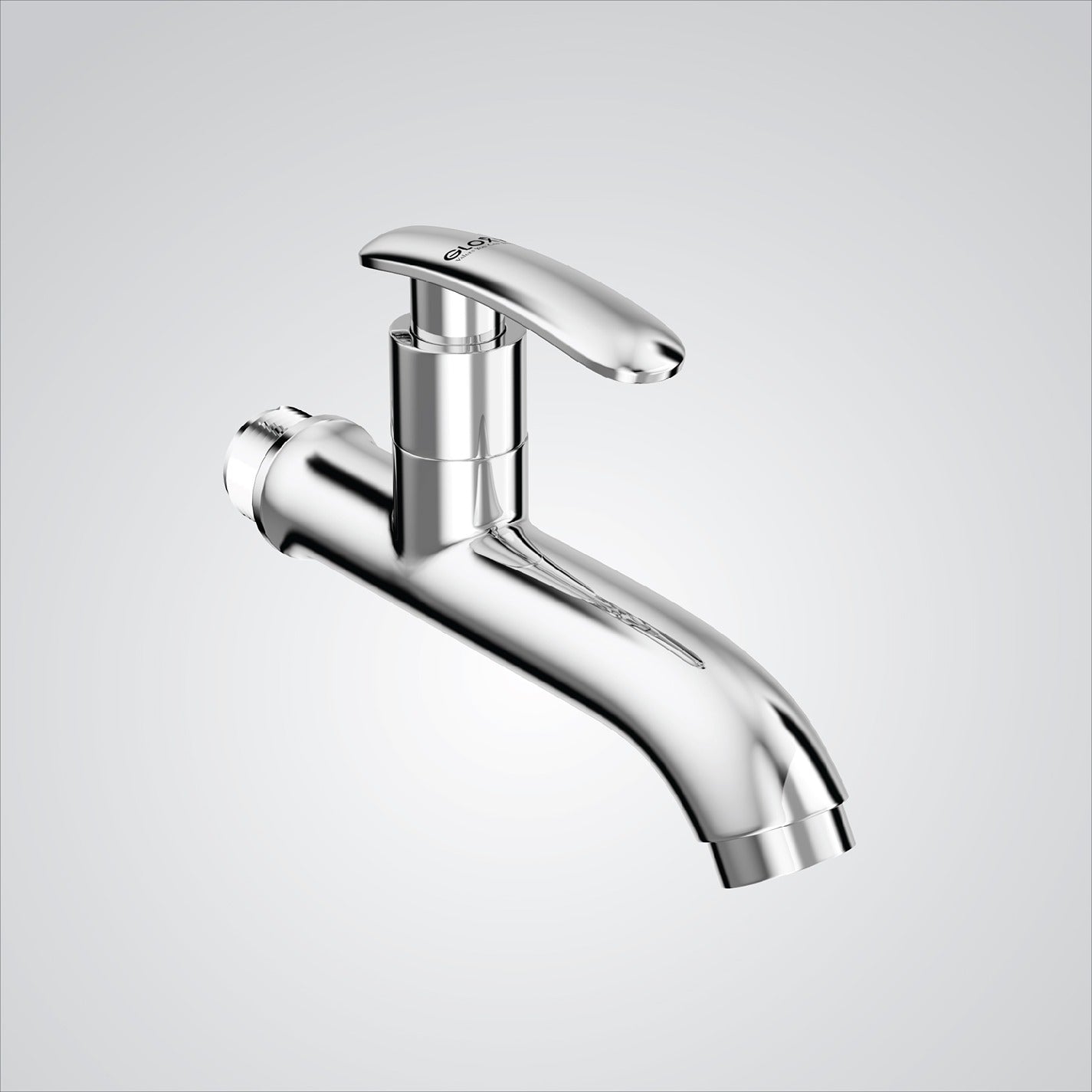 Chrome Finish Brass Wall Mount Long Nose Faucet Water Bib Tap Cock for Bathrooms, Washing Areas, Gardens & Kitchen Sinks (Riva)-by GLOXY®