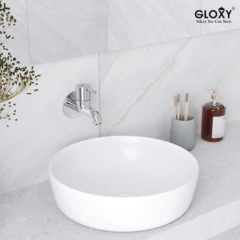 Gloxy Royal Series Single Lever Short Body Wall Mounted Brass Bib Cock