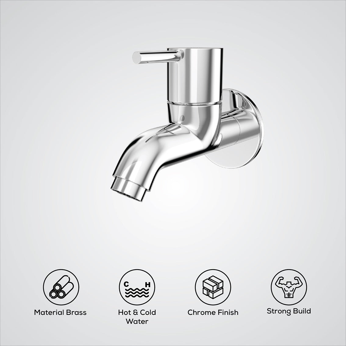 Gloxy Royal Series Single Lever Short Body Wall Mounted Brass Bib Cock