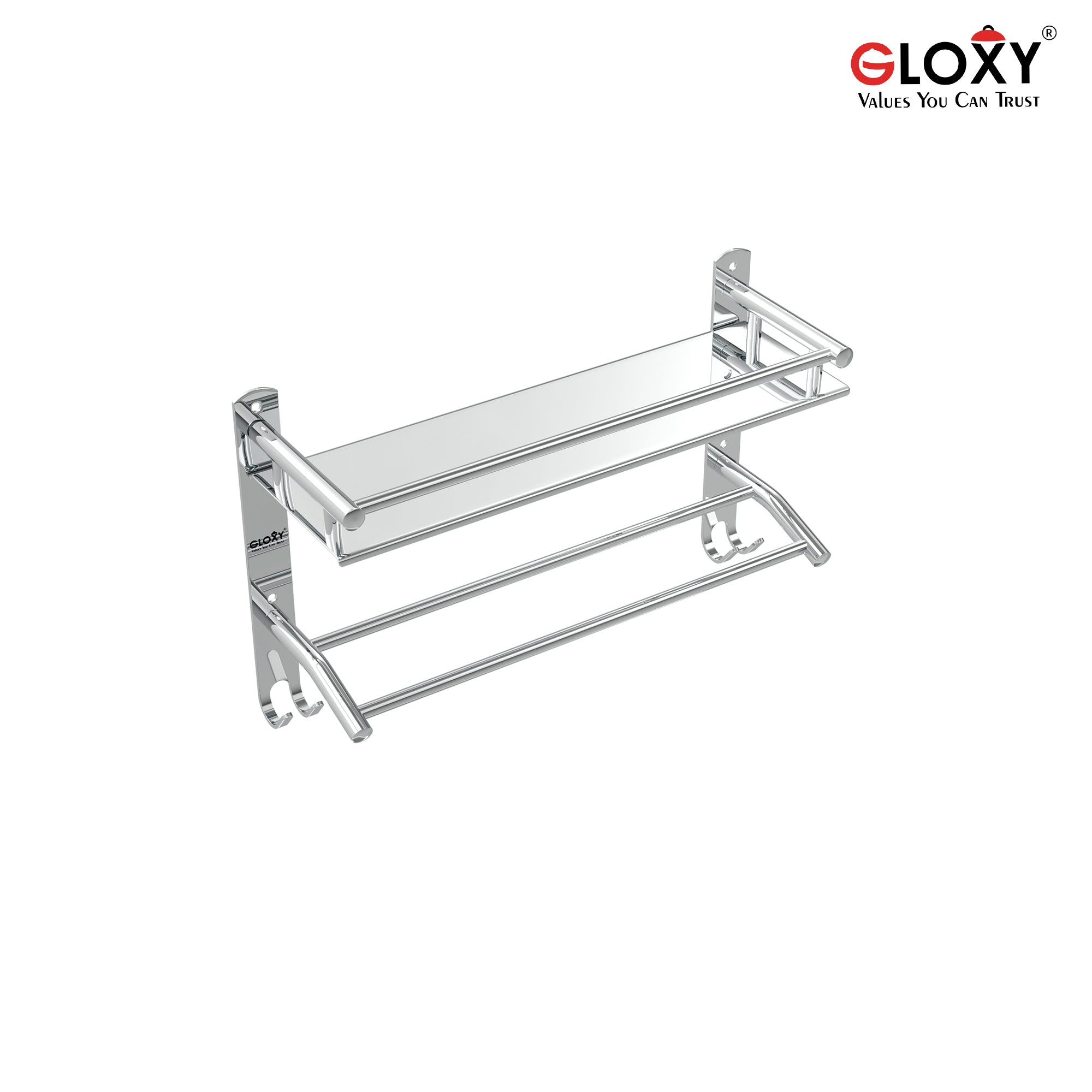 Stainless Steel Single Layer Shelf With Towel Rod 15*5 inch