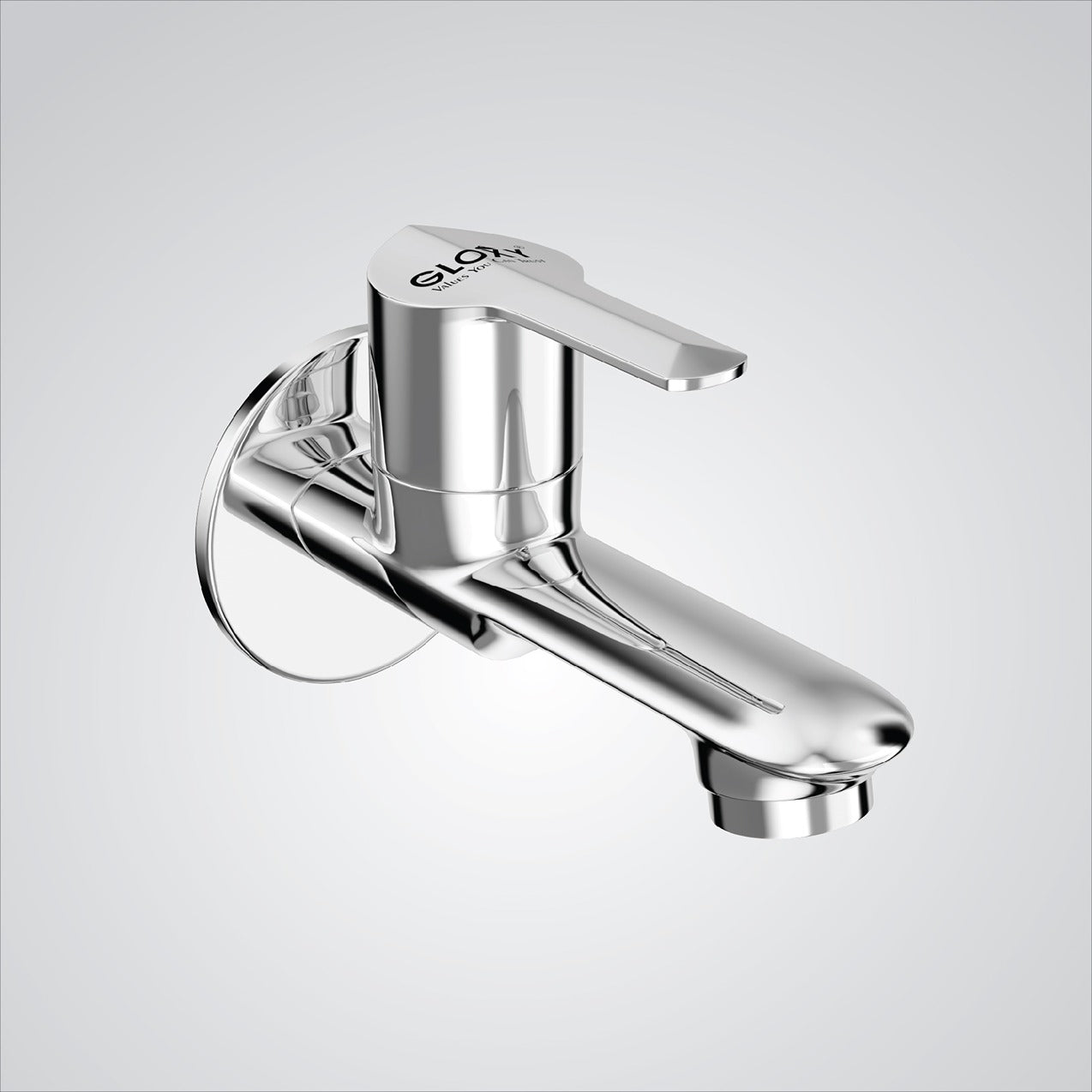 Chrome Finish Brass Wall Mount Long Nose Faucet Water Bib Tap Cock for Bathrooms, Washing Areas, Gardens & Kitchen Sinks (Lotos)-by GLOXY®