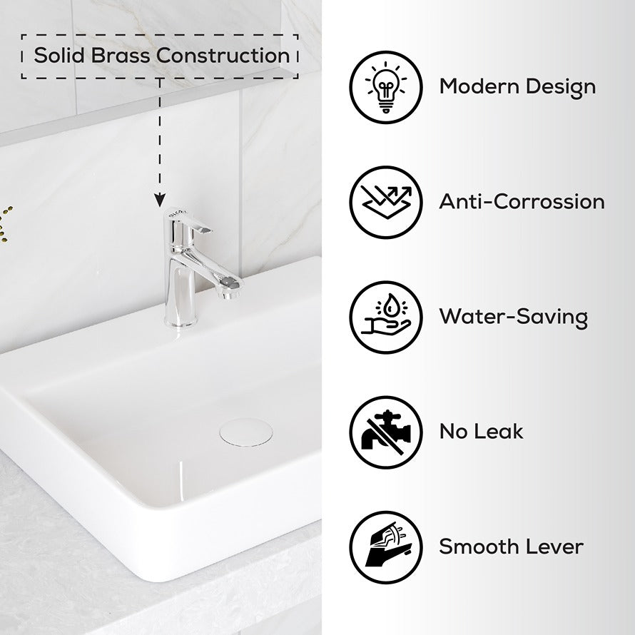 Chrome Finish Brass Wall Mount Long Nose Piller Faucet Water Bib Tap Cock for Bathrooms, Washing Areas, Gardens & Kitchen Sinks (Lotos)-by GLOXY®