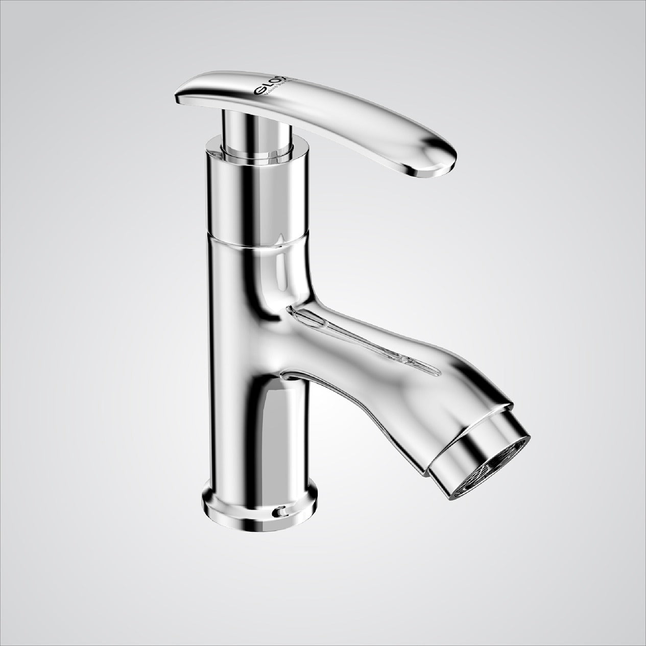 Chrome Finish Deck Mount Brass Short Pillar Cock Faucet Tap Valve with High Flow Center Hole for bathroom, Kitchen, Wash Basin Water Tap (Riva)-by GLOXY®