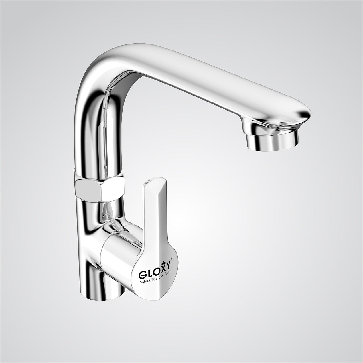Chrome Finish Deck Mount BrassSwivel Spout 360 Degree Rotating Tap Cock Faucet for Kitchen Sinks and Bathroom (Lotos)-by GLOXY®