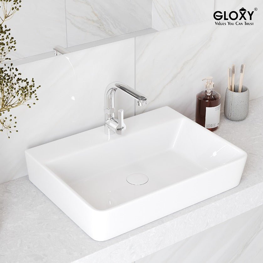 Gloxy Lotus Series Single Lever 360° Swivel Spout Deck Mount Brass Swan Neck Faucet