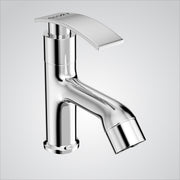 Chrome Finish Deck Mount Brass Short Pillar Cock Faucet Tap Valve with High Flow Center Hole for bathroom, Kitchen, Wash Basin Water Tap (Delight)-by GLOXY®