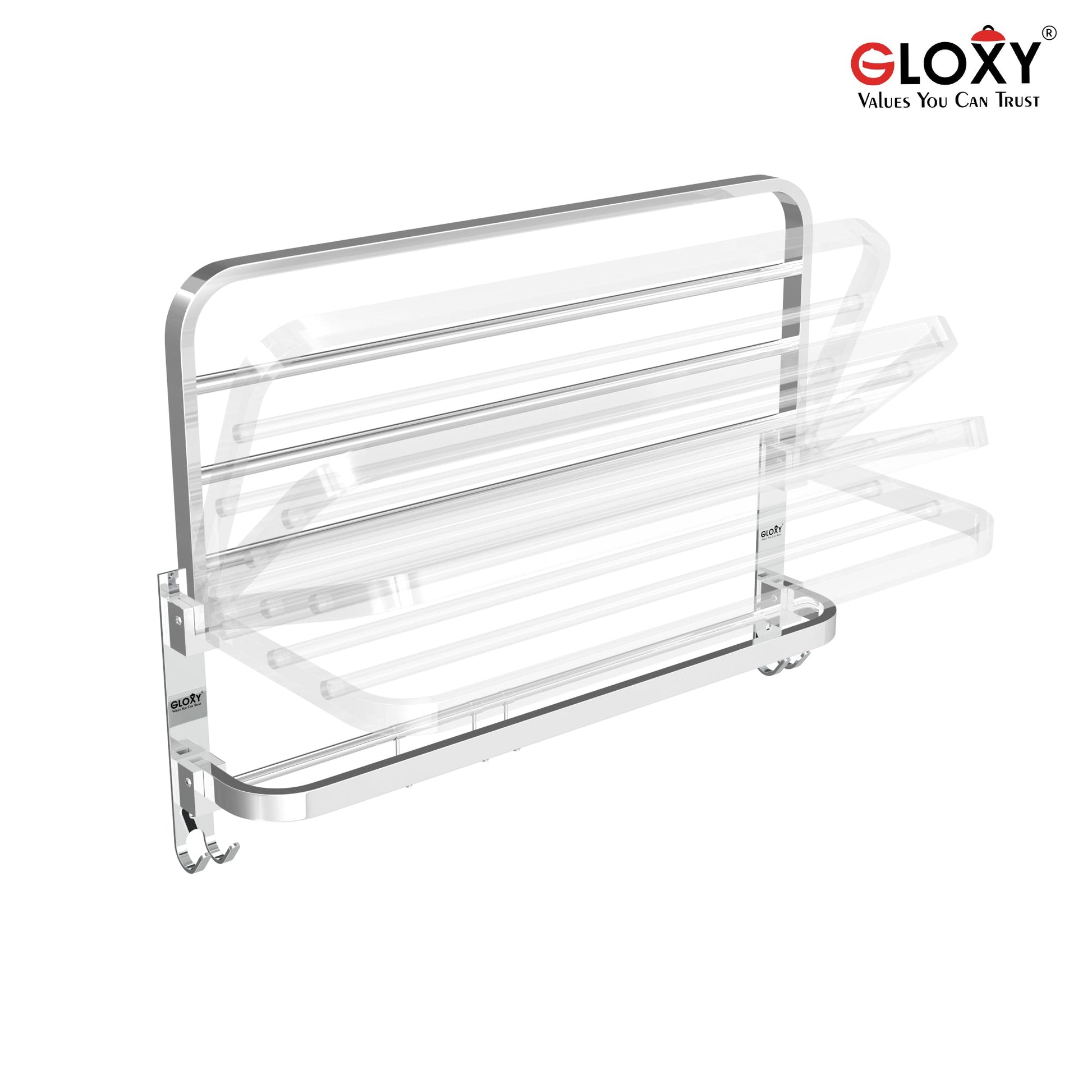 24 Inch Stainless Steel Double Folding Towel Racks for Bathroom