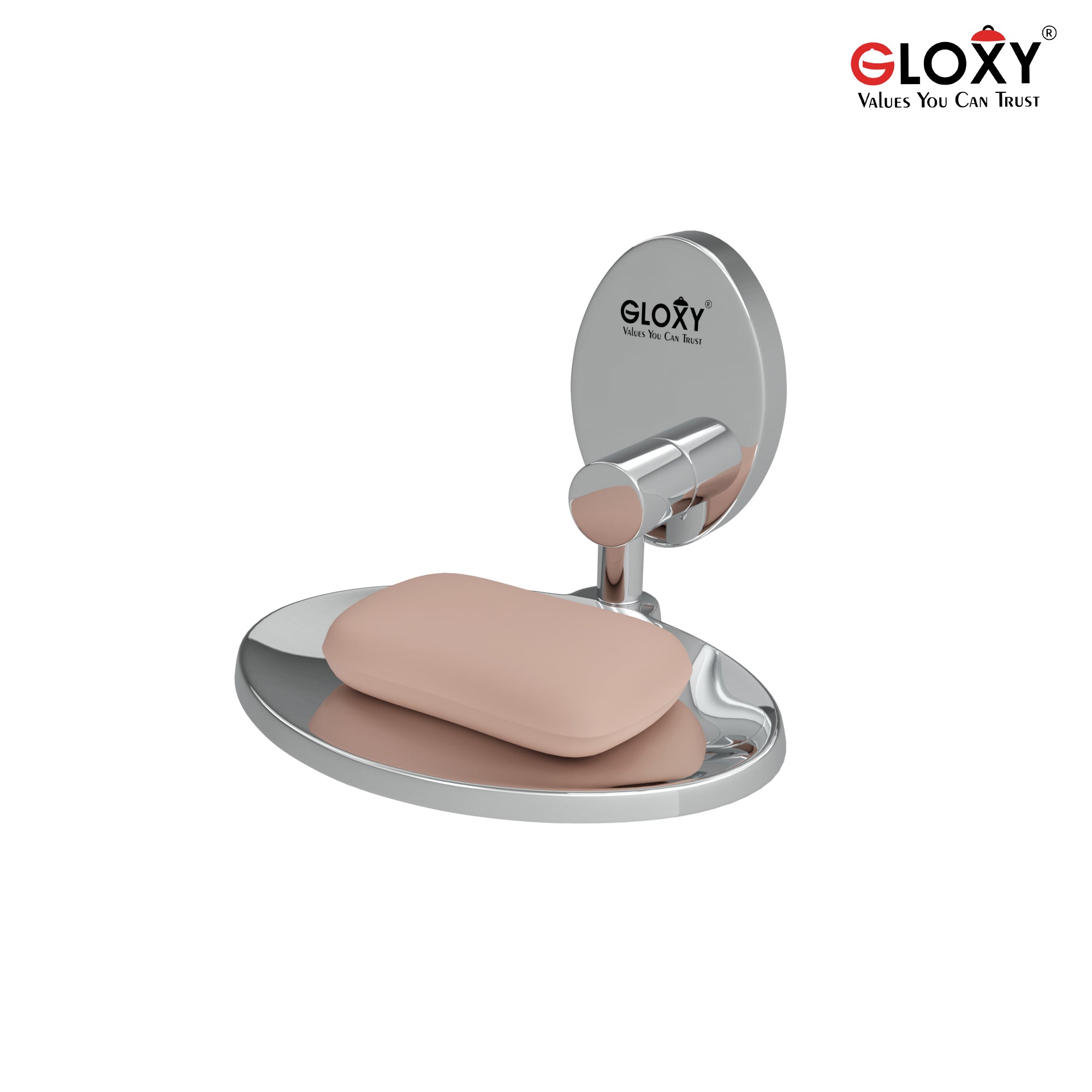 Gloxy Oval Shape Stainless Steel  202 Grade Chrome Finish Single Soap Holder