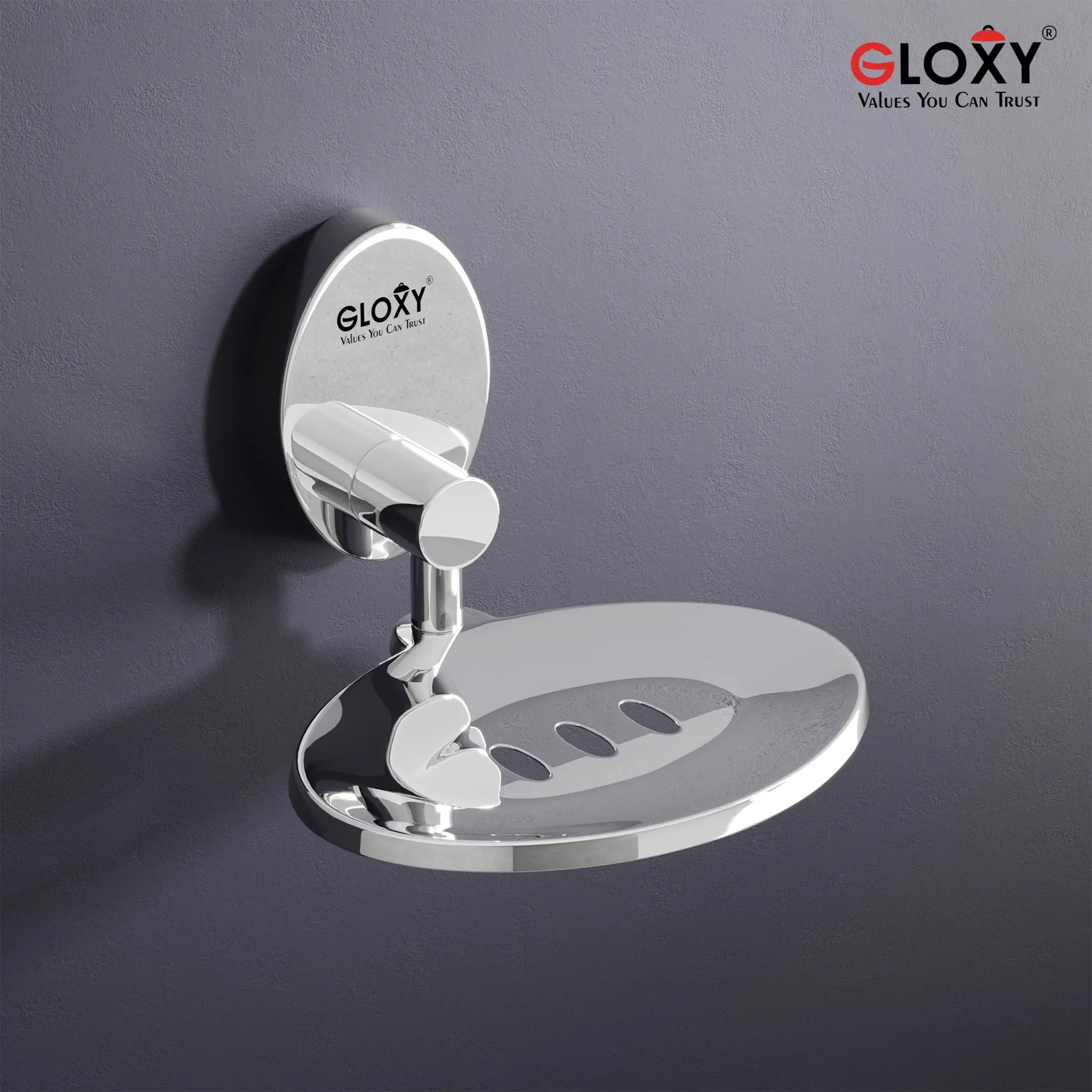 Gloxy Oval Shape Stainless Steel  202 Grade Chrome Finish Single Soap Holder