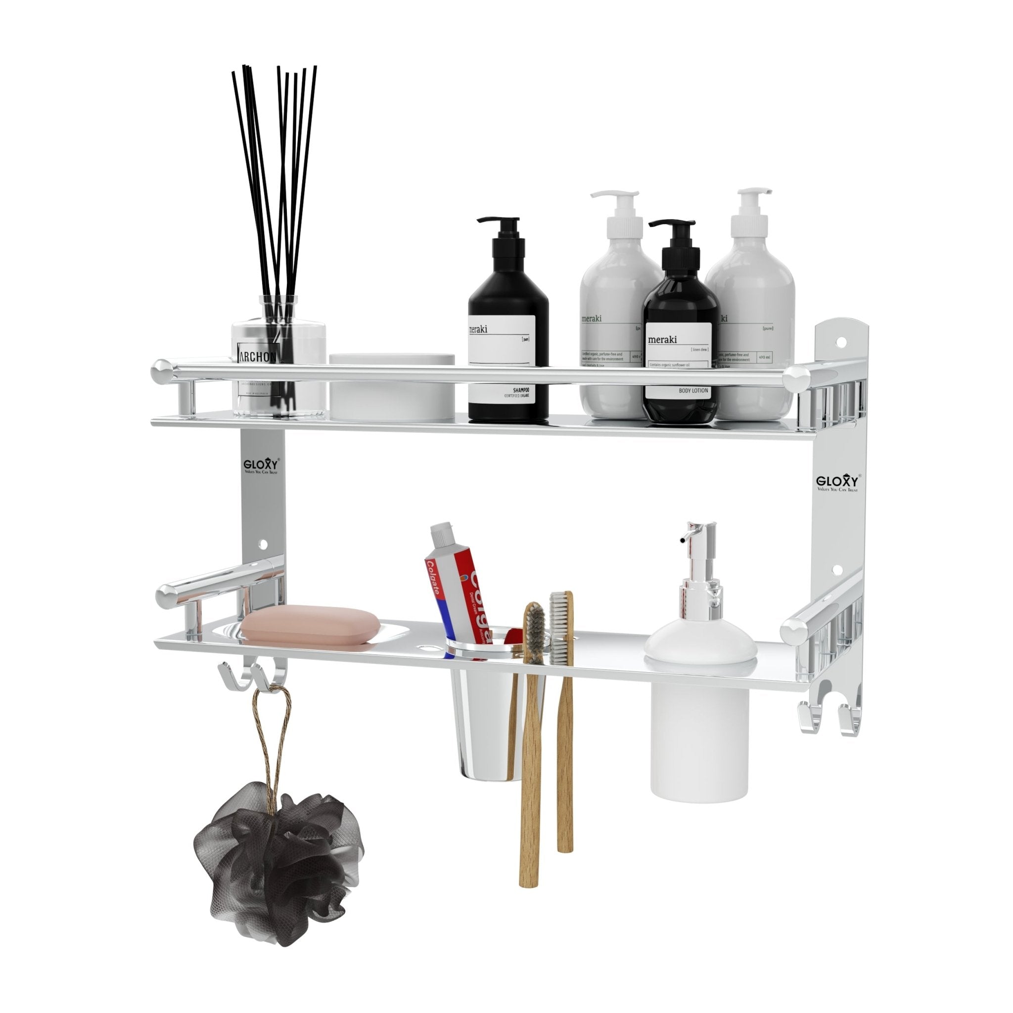 6-in-1 Stainless Steel Bathroom Shelf Set