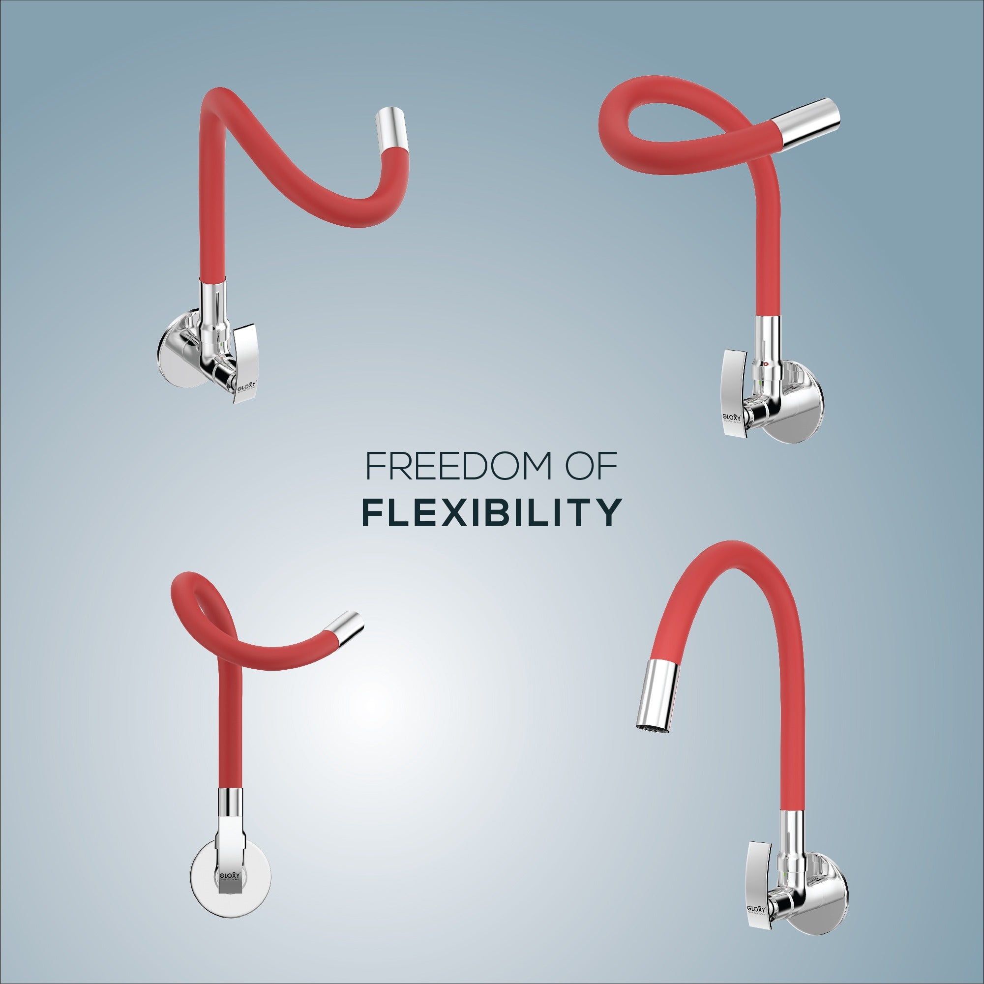 Gloxy Brass Kitchen Sink Tap with Chrome Finished Leak Proof Touch Lever - Red Silicon 20 Inch Flexible Splash Free Spout with Single Flow Water Saver Nozzle - 10 Years Warranty on Spindle Only