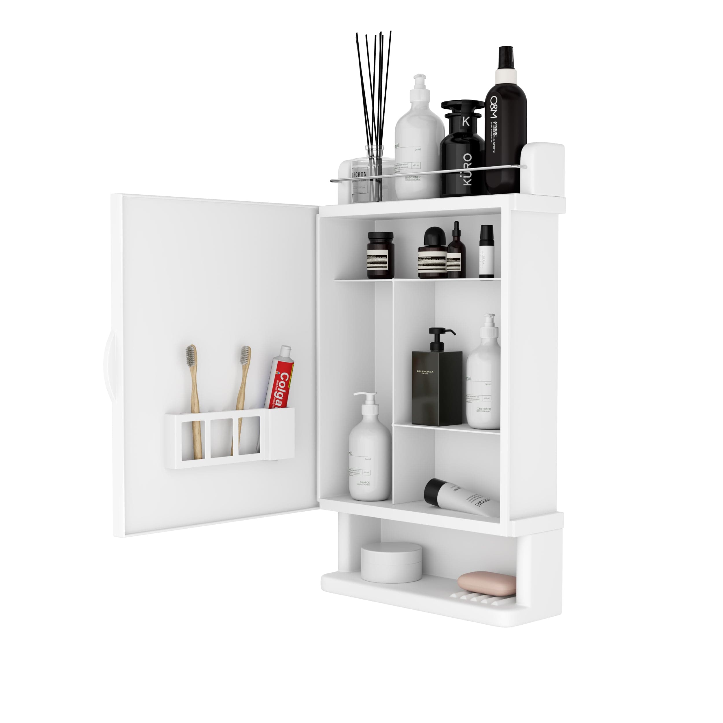 GLOXY® White Acrylic Bathroom Cabinet - Wall Mounted, Unbreakable, with Mirror Door. Stylish and versatile storage solution