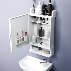 GLOXY® White Acrylic Bathroom Cabinet - Wall Mounted, Unbreakable, with Mirror Door. Stylish and versatile storage solution