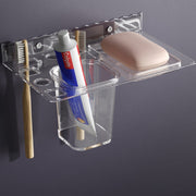 GLOXY® Unbreakable transparent Soap Dish with Toothbrush & Tumbler Holder Shelf - Stylish Bathroom Accessories.