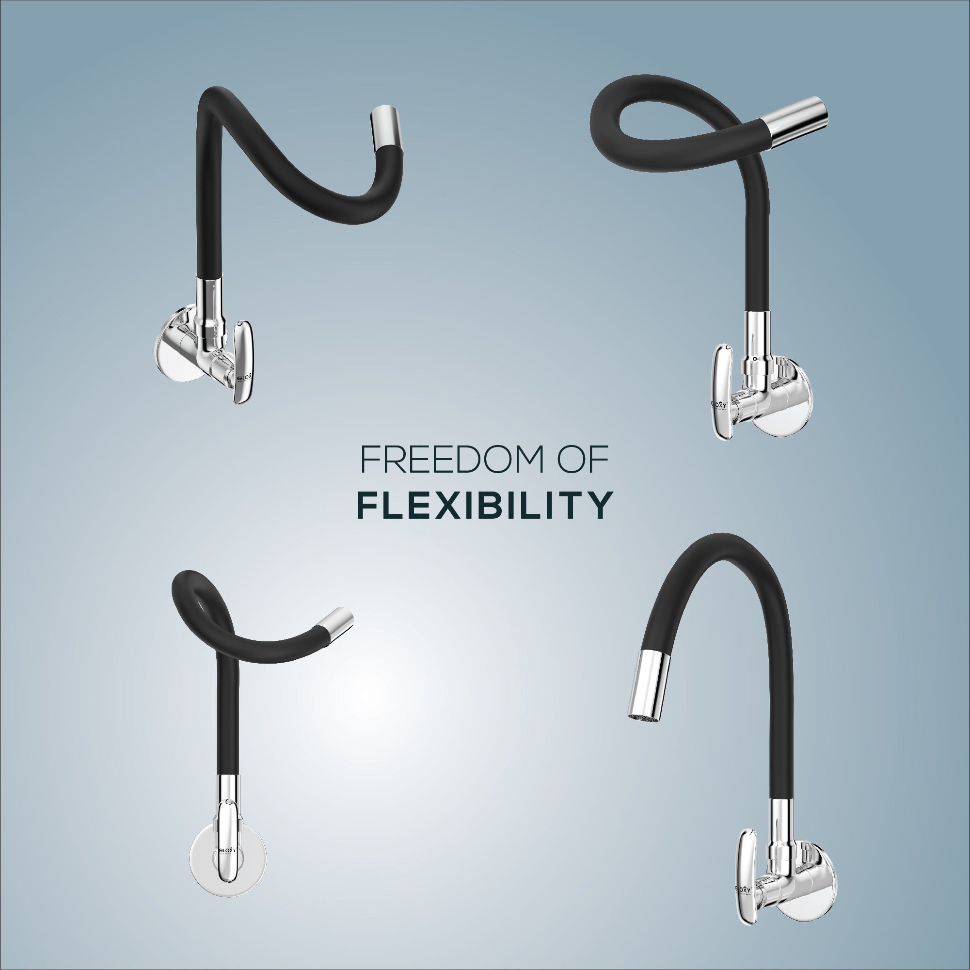 Gloxy Brass Kitchen Faucet with Chrome Finished Leak Proof Touch Lever - Grey 20 Inch Silicon Flexible Spout with Single Flow Water Saving Nozzle for Kitchen - 10 Years Warranty on Spindle Only