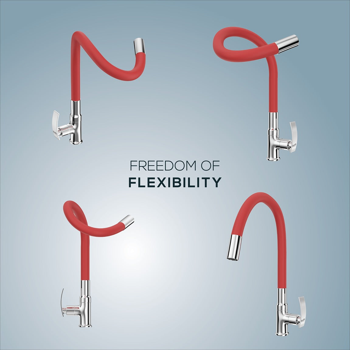 Gloxy Brass Kitchen Faucet with Chrome Finished Leak Proof Touch Lever - Grey 20 Inch Silicon Flexible Spout with Single Flow Water Saving Nozzle for Kitchen - 10 Years Warranty on Spindle Only