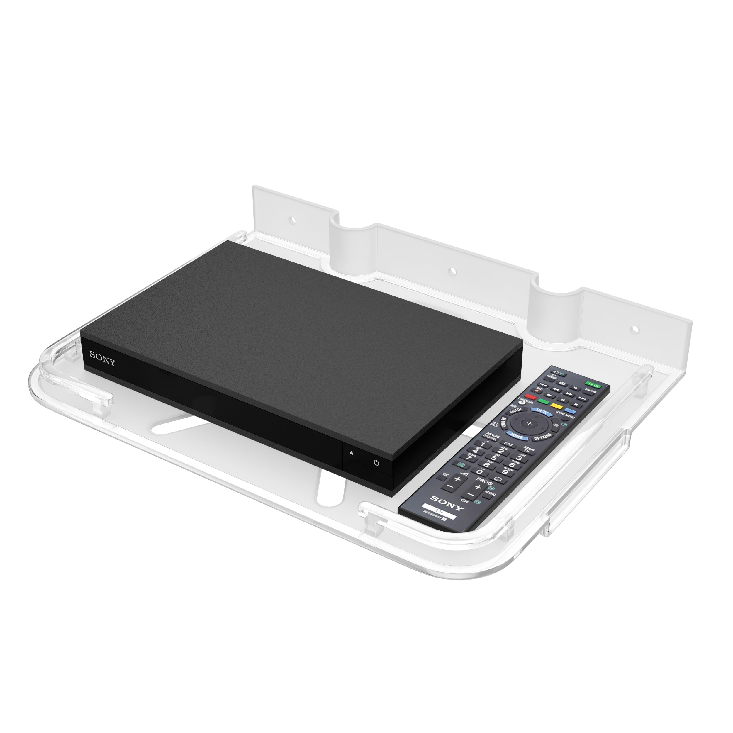 Transparent Acrylic Unbreakable Multi-Purpose TV Set Top Box Stand with Remote Holder 