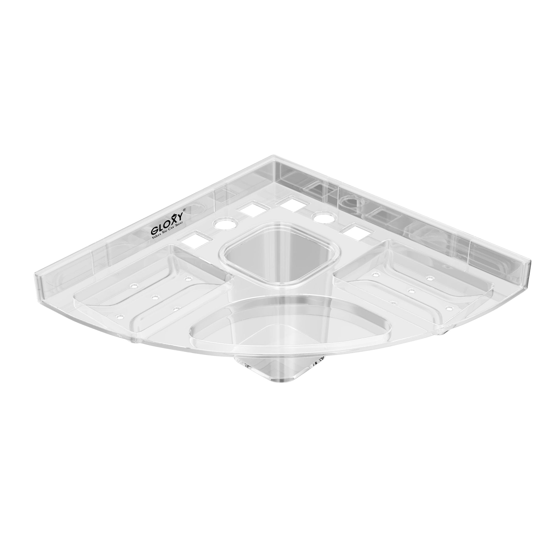 Unbreakable Transparent Wall Mount Acrylic Corner Double Soap Dish with Toothbrush & Tumbler Holder