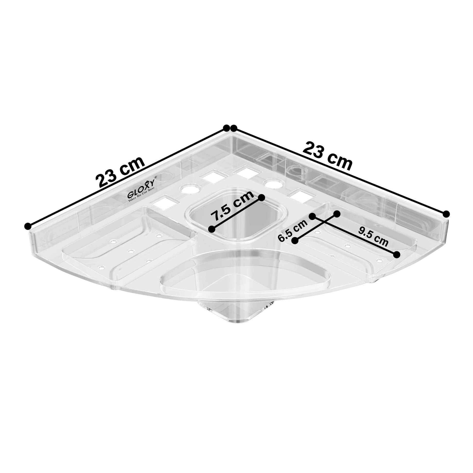Unbreakable Transparent Wall Mount Acrylic Corner Double Soap Dish with Toothbrush & Tumbler Holder