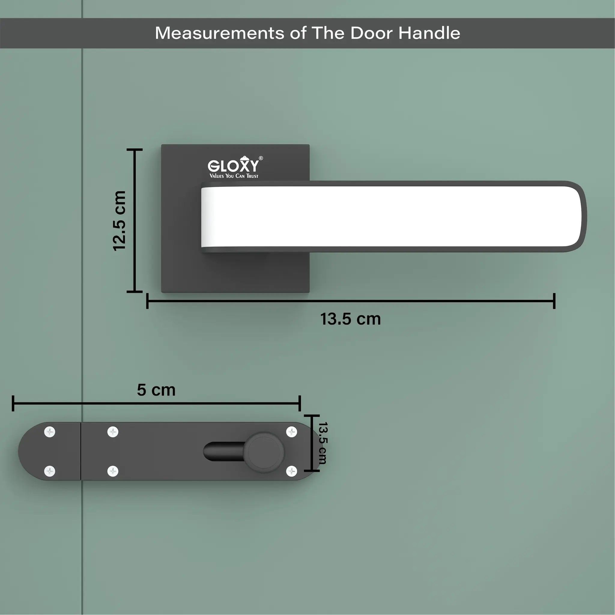 Gloxy Dorik Series Black Finish Mortise Bathroom Door Latch Lock With Handle